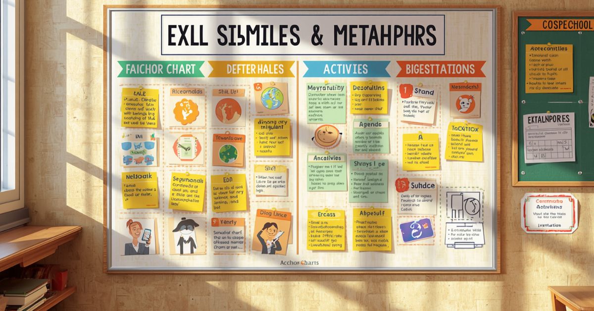 Anchor Chart for Similes and Metaphors: Easy Examples, Definitions, and Classroom Activities 